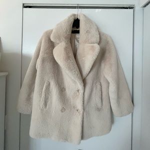 ASOS faux fur cream coat size US 4